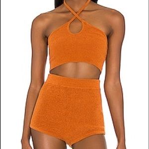 House of Harlow 1960 revolve knit orange set s crop top shorts